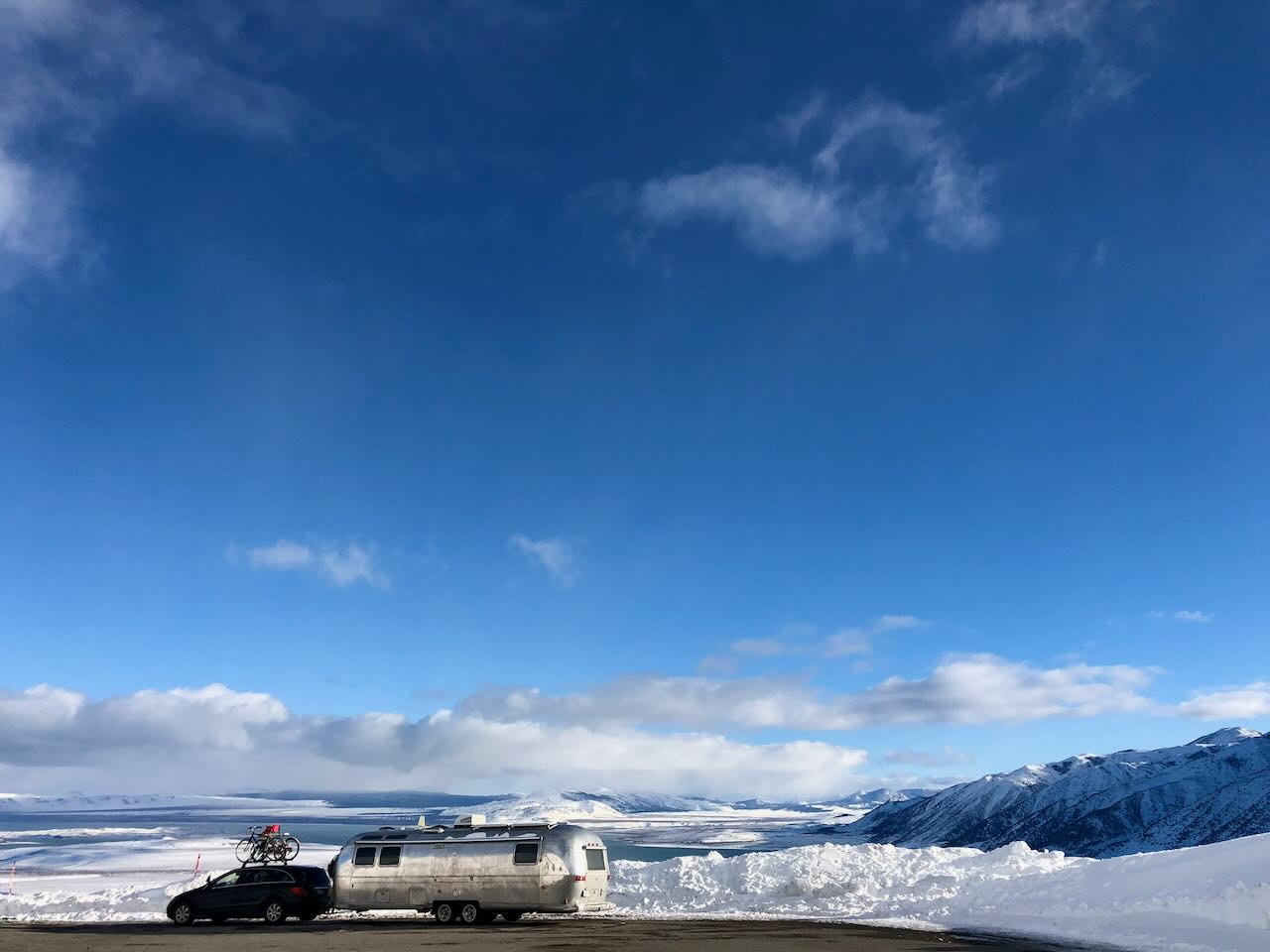 Crossing a snowy mountain pass